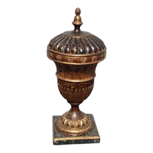 Vintage Brown and Gold Ornate Urn Vase With a Lid ~ Synthetic Material