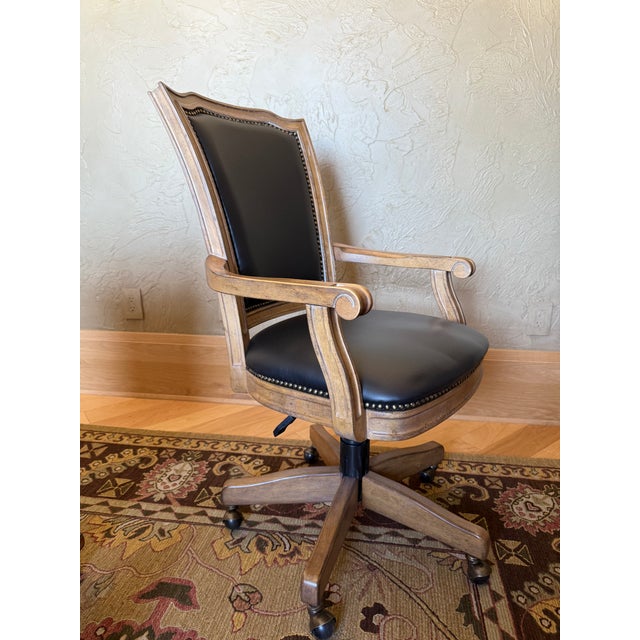 Hekman Black Leather Executive Brown Desk Chair For Sale In Salt Lake City - Image 6 of 8