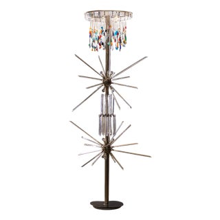 Glass and Metal Floor Lamp by René Roubíček for Nový Bor, 1960s For Sale
