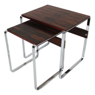 70's Rosewood Chrome Side Tables Denmark For Sale