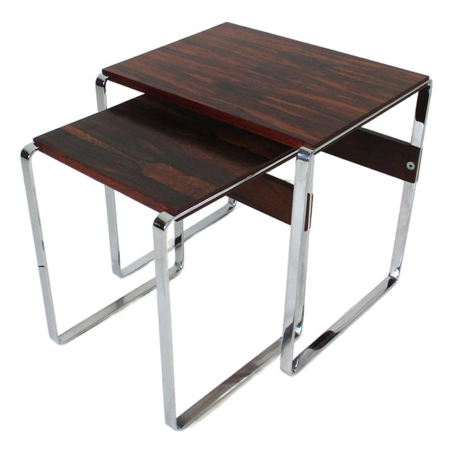 70's Rosewood Chrome Side Tables Denmark For Sale