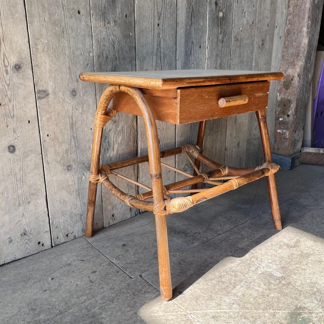 Bamboo shaped bedside table with drawer Good condition Dimensions: Height 45cm Width: 48cm Depth: 32cm