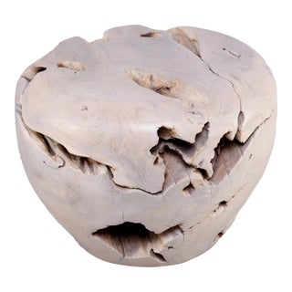 Bleached White Teak Root Accent or Side Table or Stool 26 For Sale