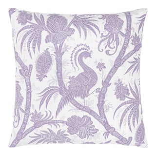 Scalamandre 22" x 22" Balinese Peacock Pillow in Lavender For Sale