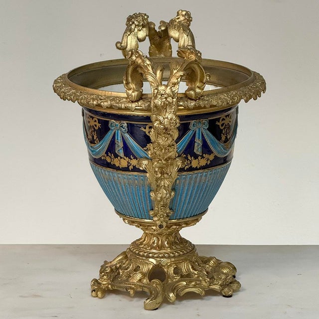 Metal 19th Century French Porcelain Vase in the Sèvres Style With Gilt Bronze Mounts For Sale - Image 7 of 18
