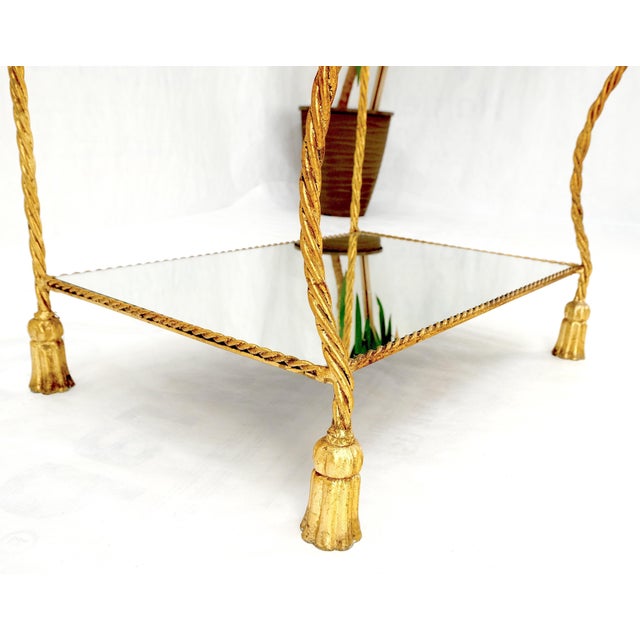 1970s 4 Tier Italian "Twisted Rope" Gilt Metal Step Etagere Decorative Shelf For Sale - Image 5 of 12