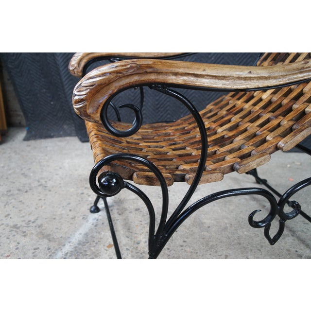 Vintage Omani Scrolled Wrought Iron Teak Saddle Seat Lounge Armchair For Sale - Image 13 of 13