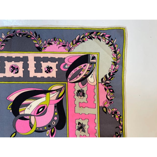 Pink Vintage Pucci Silk Scarf in Pink and Blue Circa 1970 For Sale - Image 8 of 12