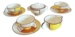 Tea Service by Eva Stricker-Zeisel for Schramberg, 1920s, Set of 9