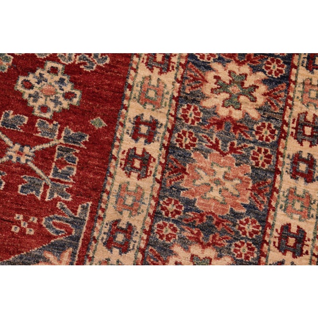 1980s Rustic Super Kazak Red/Blue Wool Rug - 5'3'' X 6'3'' For Sale - Image 5 of 10