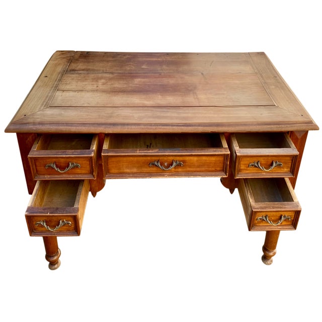 Attractive Louis-Philippe style flat desk with 5 drawers Dimensions: height 76, depth 70, length 120.