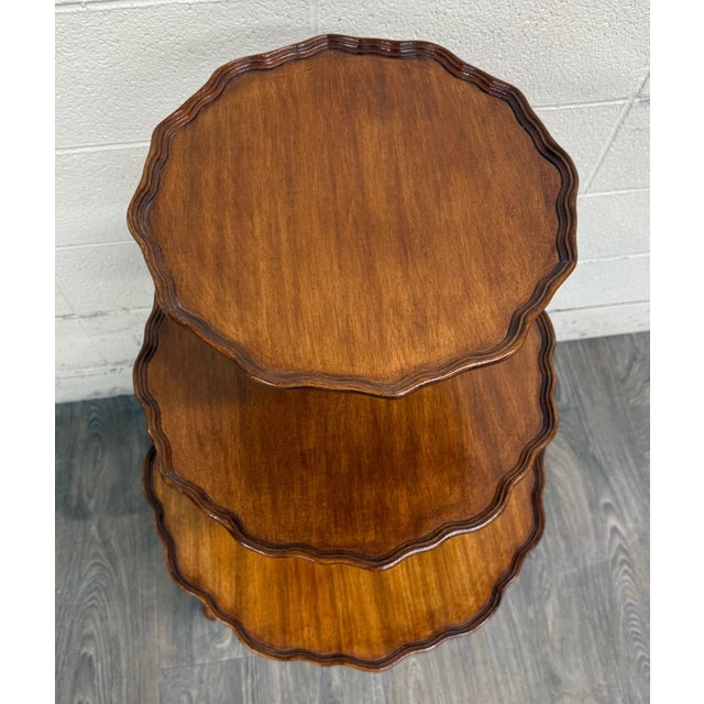 Antique Georgian Revival Queen Anne Style Mahogany Dumbwaiter Serving Tray Table For Sale - Image 10 of 10