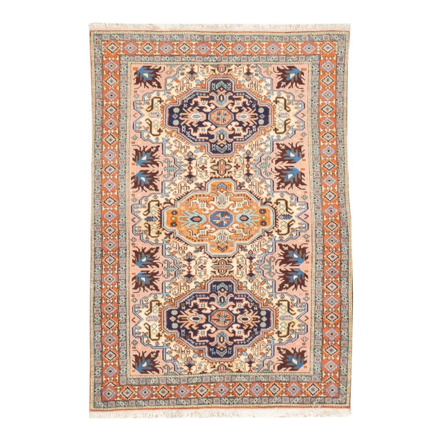 Vintage Hand-Knotted Persian Ardebil Rug 4'4" X 6'4" For Sale