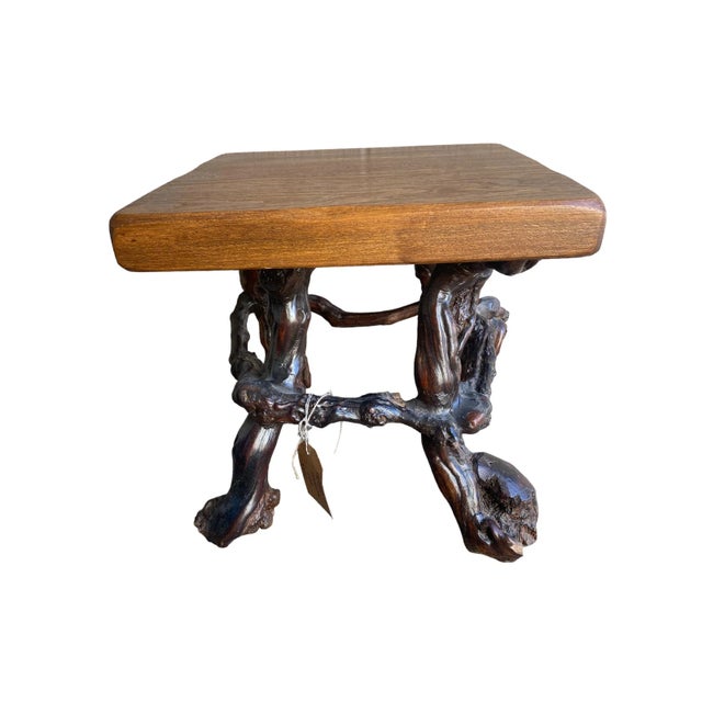 A beautiful little 1990s French stool or table made from grape vines — chalet style. Measures 14"W x 13.5"D x 15"H. Top...