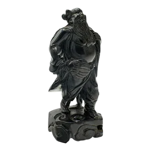 1940s Art Deco Small Vintage Carved Oriental Figure, Chinese, Hand Carved, Black Onyx
