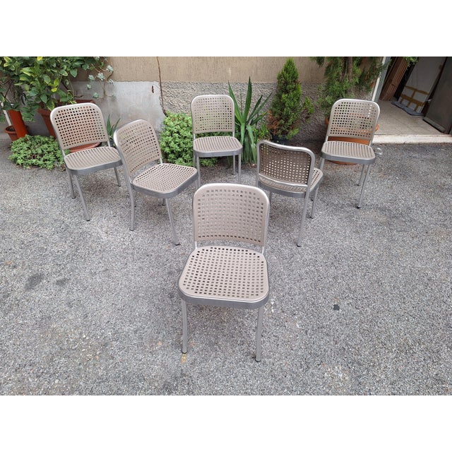 Gray Vintage Stackable Silver Chairs by Vico Magistretti for De Padova, 1989, Set of 6 For Sale - Image 8 of 12