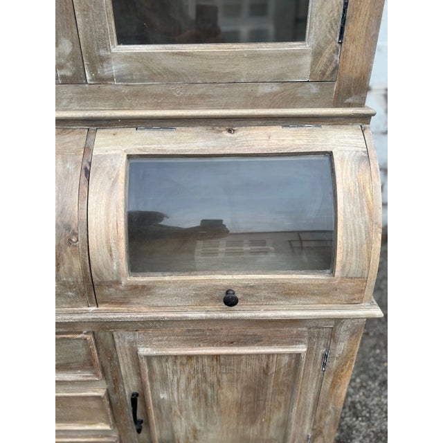 Driftwood Coastal Kitchen Pantry Hutch For Sale - Image 4 of 10