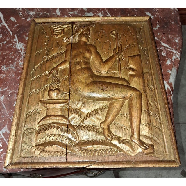 1920s Carved Oak Panel of Allegorical Female Figure, 1920s For Sale - Image 5 of 6