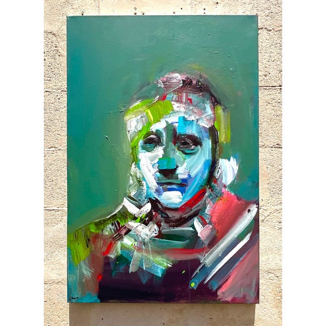 Abstract Contemporary Original Abstract Figural Portrait on Canvas For Sale - Image 3 of 6
