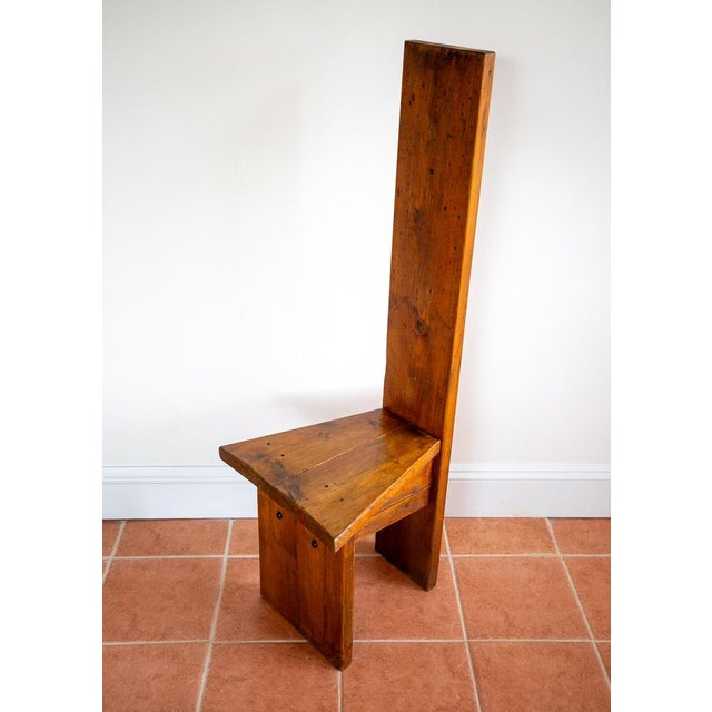 Mid-Century Tall Brutalist Artisan Accent Chair in Wood, 1970s For Sale - Image 16 of 18