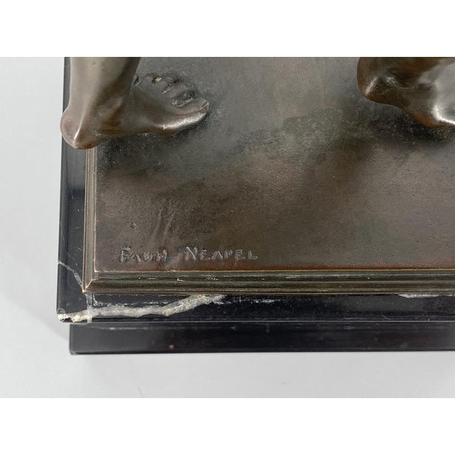 Fauno Danzante of Pompeii, Bronze on a Marble Base, Signed For Sale - Image 5 of 15