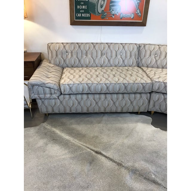 Mid-Century Modern Mid-Century Modern Newly Upholstered Curved 2-Part Sofa For Sale - Image 3 of 12
