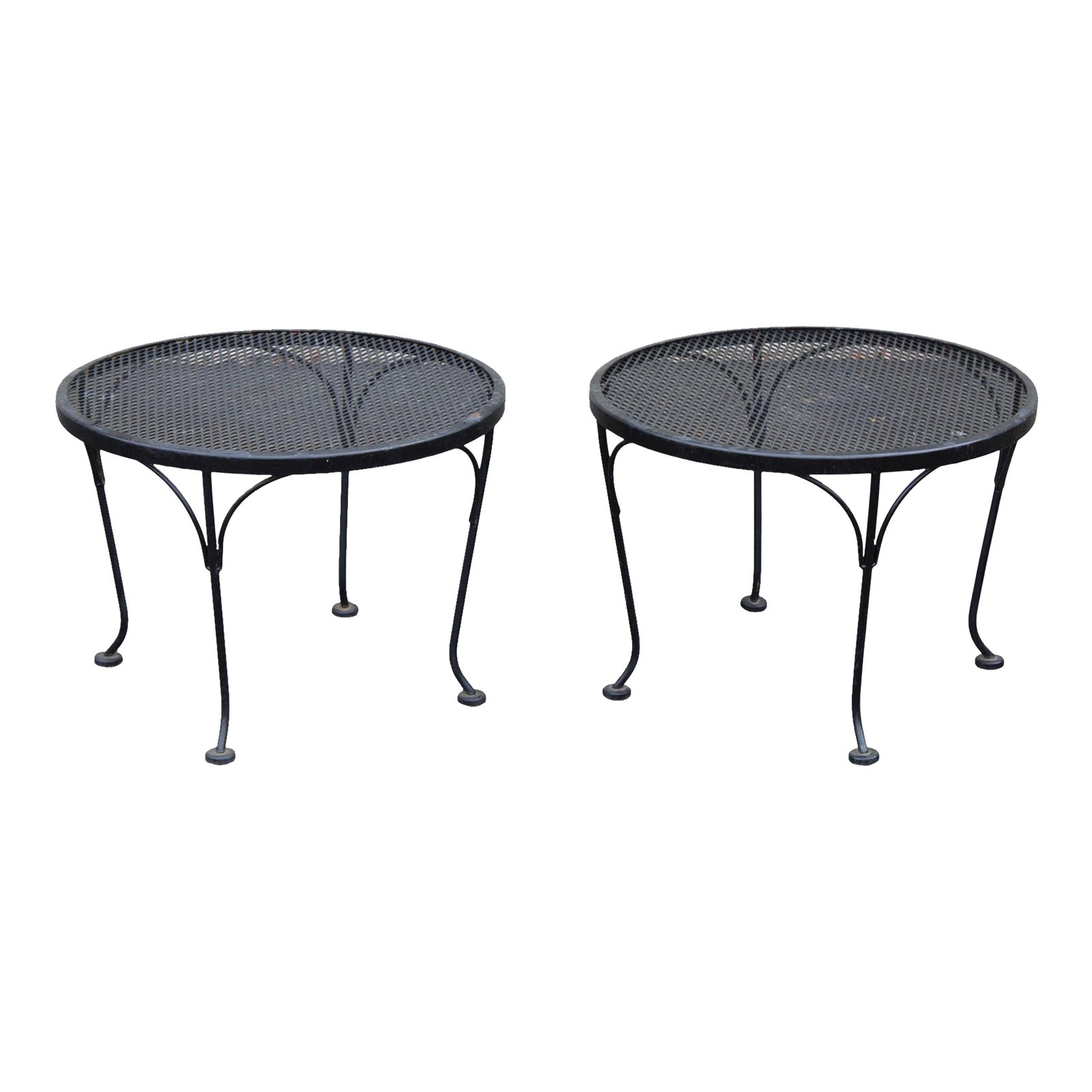 Woodard Pair of Wrought Iron Outdoor Patio Side Tables | Chairish