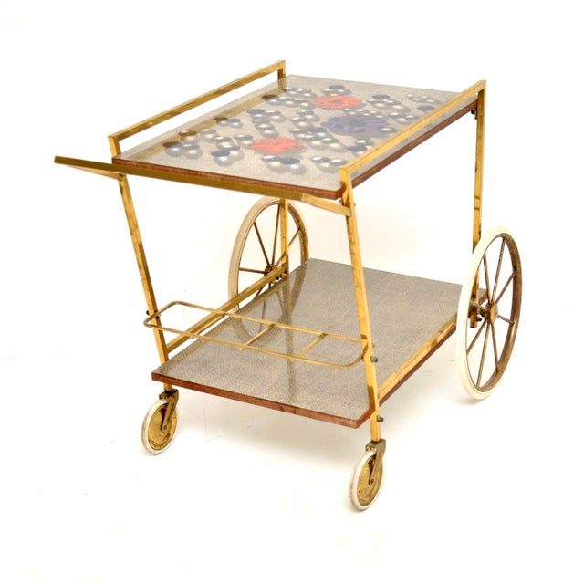 Vintage Italian Brass Drinks Trolley, 1960s For Sale - Image 6 of 12