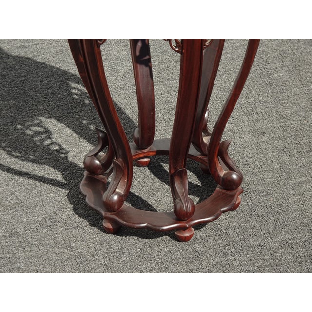 Vintage 20th Century Chinese Carved Rosewood Side Table Plant Stand For Sale - Image 12 of 15
