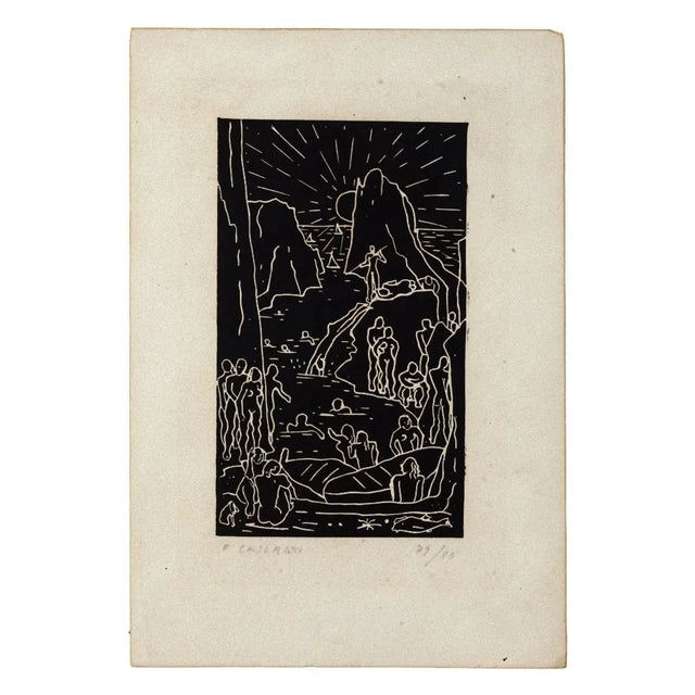 Felice Casorati, Capri-Faraglioni, Original Etching, Early 20th Century For Sale