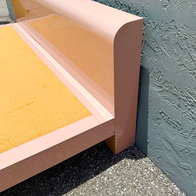 Postmodern Pink Gloss Laminate King Size Waterfall Platform Bed For Sale - Image 4 of 12