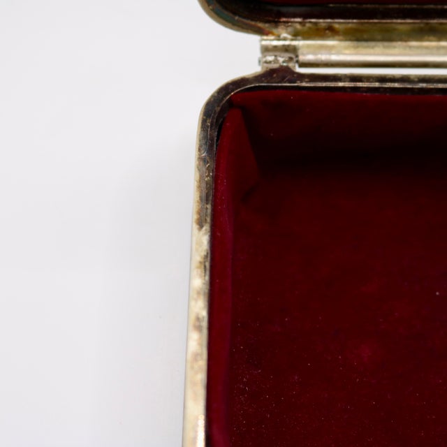 Mid-Century Italian Neoclassical Silver-Plated & Velvet Jewelry Casket For Sale - Image 9 of 10