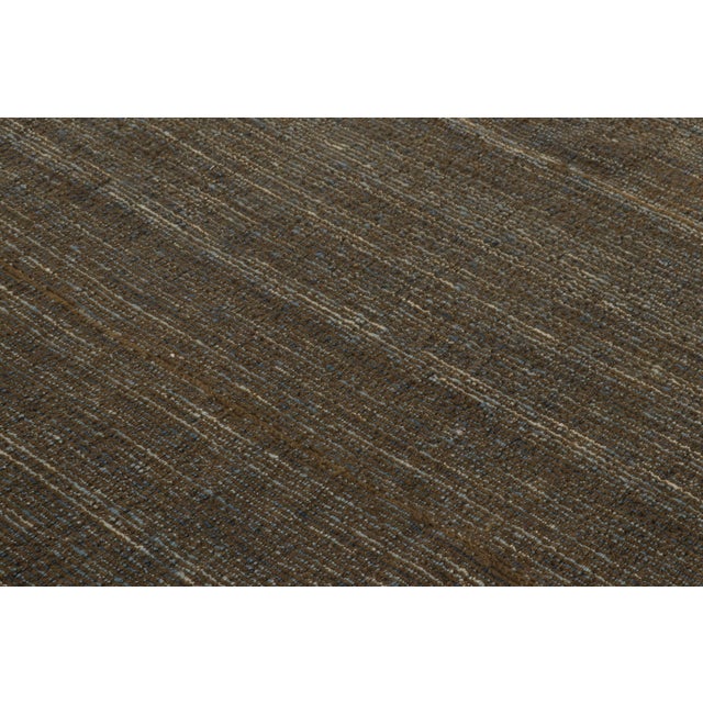 Contemporary Rug & Kilim’s Contemporary Flatweave in Brown With Blue Abrash Border For Sale - Image 3 of 9