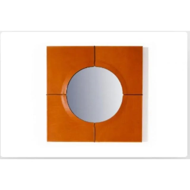 A Day in the Life Wall Mirror with Faux Leather Frame by Oscar Maschera For Sale - Image 4 of 8