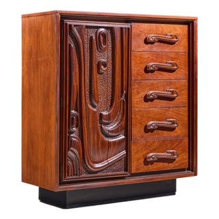 Witco Style Pulaski Oceanic Mid Century Highboy Armoire For Sale