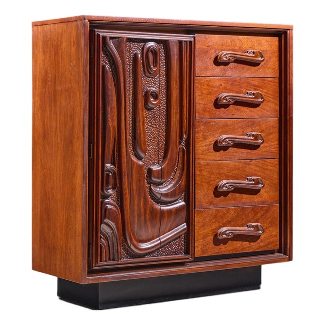 Witco Style Pulaski Oceanic Mid Century Highboy Armoire For Sale