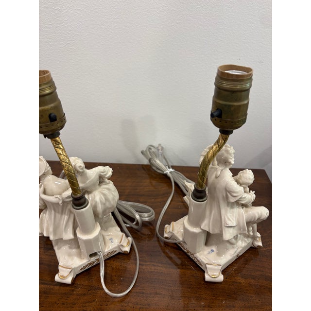 Antique German Porcelain Boudoir Courting Lamps - a Pair For Sale In Washington DC - Image 6 of 8