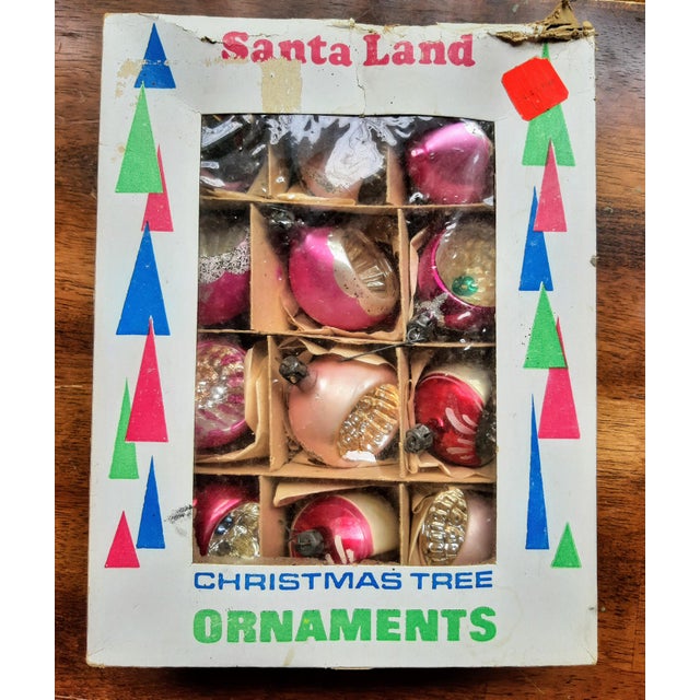 English Christmas Indent Polish Ornament Box of 12 Mercury Glass For Sale - Image 3 of 9