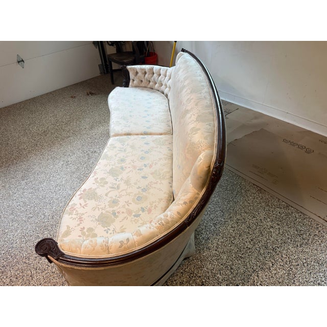 Beautiful Completely Restored Hand Carved Mahogany Sofa Circa 1952. Originally, Purchased in Philadelphia. For Sale - Image 4 of 6
