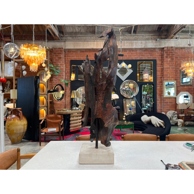 Vintage Italian Organic Wood Sculpture 1980s For Sale - Image 4 of 6