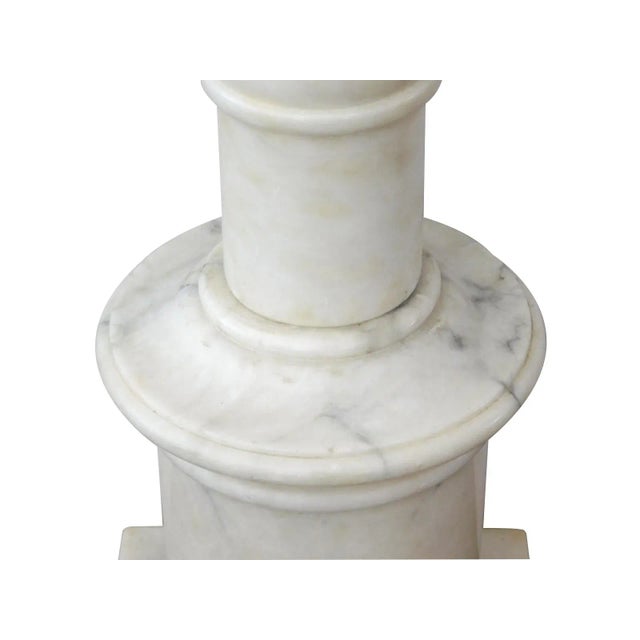 1950's Italian Carrara Marble Columnar Lamp For Sale - Image 4 of 6