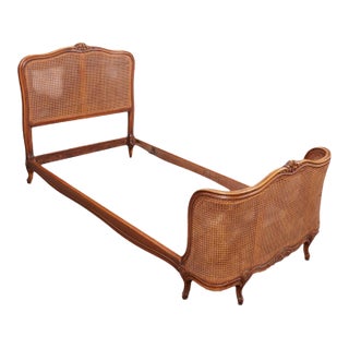 Antique French Provincial Caned Bedframe For Sale