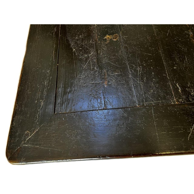 Antique Chinese Square Black Lacquer Coffee Table For Sale - Image 9 of 12