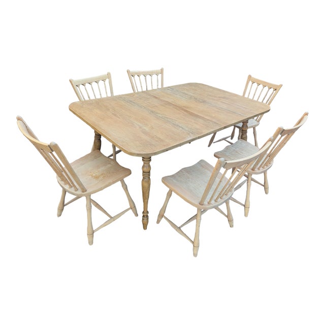 Unfinished Pennsylvania House Table & 6 Chairs 1970s For Sale