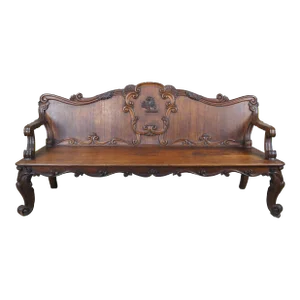 Early 19th Century Monumental Antique English Jacobean Carved Oak Moreton Hall Bench Pew