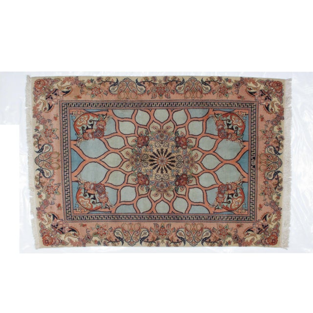 Wool pile hand made signed Persian Tabriz carpet in excellent condition.