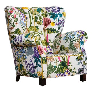 Chair in Printed Upholstery by Gocken Jobs, 1950s For Sale