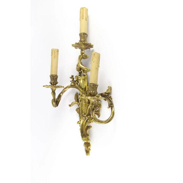 French Gilt Bronze 3-Light Sconce, 1920s For Sale - Image 15 of 18