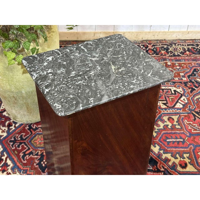 Antique Bedside Table in Mahogany with Grey Marble Top, 1800s For Sale - Image 12 of 16