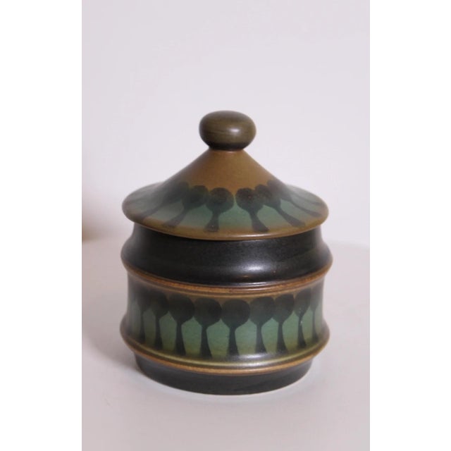 Mid-Century Modern Vintage Goebel Wallis Stoneware Mustard Jar | Mid Century Kitchen Decor For Sale - Image 3 of 5